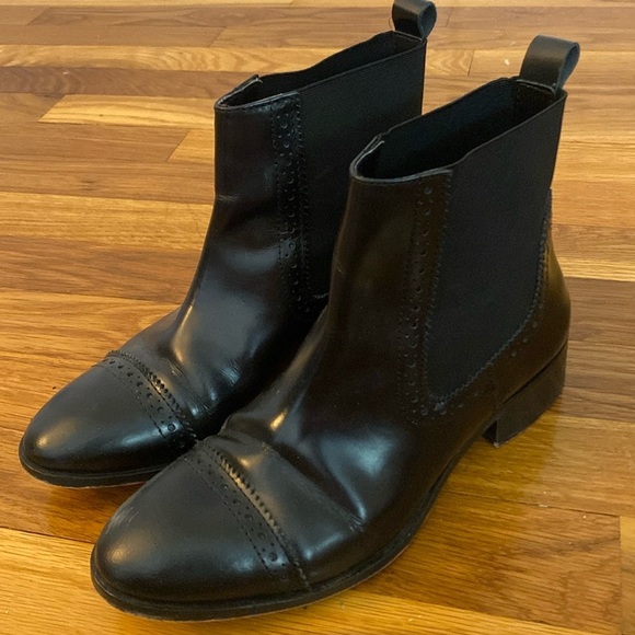 Dune London Women’s Black Leather Booties Size 38 - Picture 1 of 8